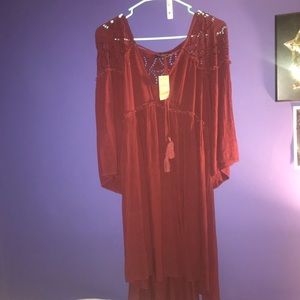 American Eagle Maroon Peasant Dress